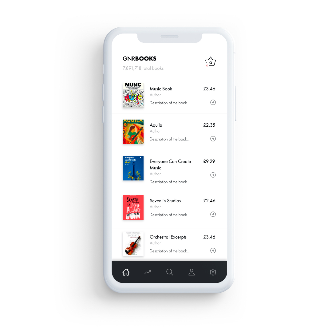 List of books in the home screen of a book discovery app