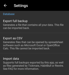 Option to export data is present