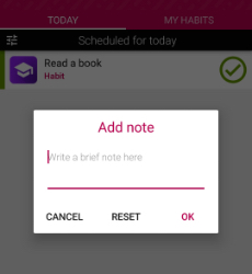 App asking user to add a note